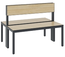 C+P Sitzbank einseitig mit Rückenlehne COMFORT 8061-310 (BxTxH) 1500x407x796mm Gestell/Schuhrost: Schwarzgrau Sitz/Lehne: HPL Weiß