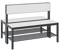 C+P Sitzbank einseitig mit Rückenlehne COMFORT 8061-310 (BxTxH) 1500x407x796mm Gestell/Schuhrost: Schwarzgrau Sitz/Lehne: HPL Weiß