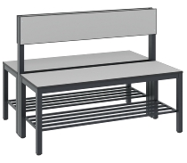 C+P Sitzbank einseitig mit Rückenlehne COMFORT 8061-310 (BxTxH) 1500x407x796mm Gestell/Schuhrost: Schwarzgrau Sitz/Lehne: HPL Weiß