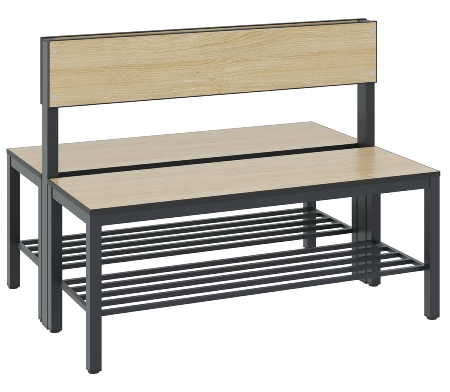C+P Sitzbank einseitig mit Rückenlehne COMFORT 8061-310 (BxTxH) 1500x407x796mm Gestell/Schuhrost: Schwarzgrau Sitz/Lehne: HPL Weiß