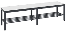 C+P Sitzbank einseitig mit Rückenlehne COMFORT 8061-310 (BxTxH) 1500x407x796mm Gestell/Schuhrost: Schwarzgrau Sitz/Lehne: HPL Weiß