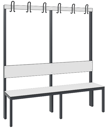 C+P Garderobenbank einseitig mit Rückenlehne COMFORT 8060-100 (BxTxH) 1000x407x1710mm Gestell: Schwarzgrau Lehne/Sitz: HPL Eiche-Sereno