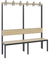 C+P Garderobenbank einseitig mit Rückenlehne COMFORT 8060-100 (BxTxH) 1000x407x1710mm Gestell: Schwarzgrau Lehne/Sitz: HPL Eiche-Sereno