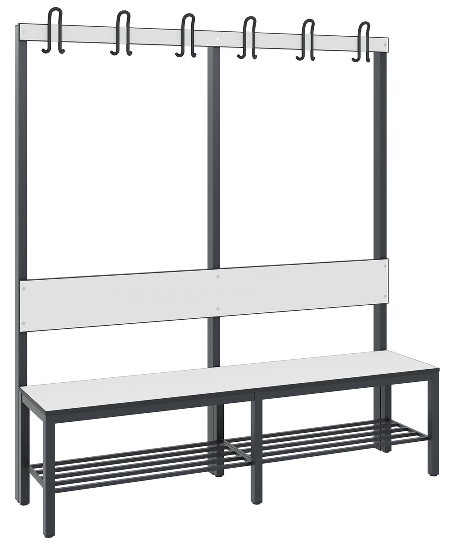 C+P Garderobenbank einseitig mit Rückenlehne COMFORT 8060-100 (BxTxH) 1000x407x1710mm Gestell: Schwarzgrau Lehne/Sitz: HPL Eiche-Sereno