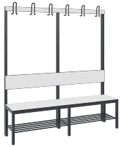C+P Garderobenbank einseitig mit Rückenlehne COMFORT 8060-100 (BxTxH) 1000x407x1710mm Gestell: Schwarzgrau Lehne/Sitz: HPL Eiche-Sereno
