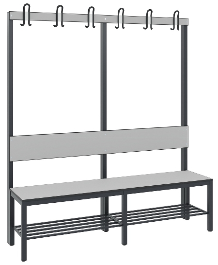 C+P Garderobenbank einseitig mit Rückenlehne COMFORT 8060-100 (BxTxH) 1000x407x1710mm Gestell: Schwarzgrau Lehne/Sitz: HPL Eiche-Sereno
