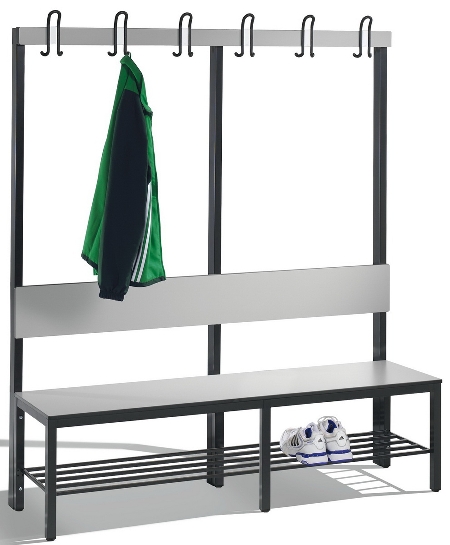 C+P Garderobenbank einseitig mit Rückenlehne COMFORT 8060-100 (BxTxH) 1000x407x1710mm Gestell: Schwarzgrau Lehne/Sitz: HPL Eiche-Sereno
