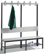 C+P Garderobenbank einseitig mit Rückenlehne COMFORT 8060-100 (BxTxH) 1000x407x1710mm Gestell: Schwarzgrau Lehne/Sitz: HPL Eiche-Sereno