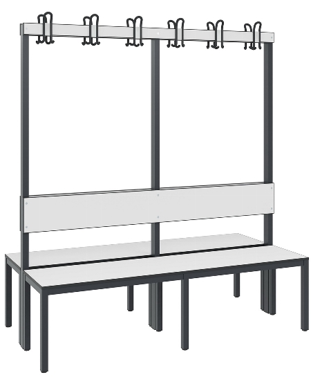 C+P Garderobenbank einseitig mit Rückenlehne COMFORT 8060-100 (BxTxH) 1000x407x1710mm Gestell: Schwarzgrau Lehne/Sitz: HPL Eiche-Sereno