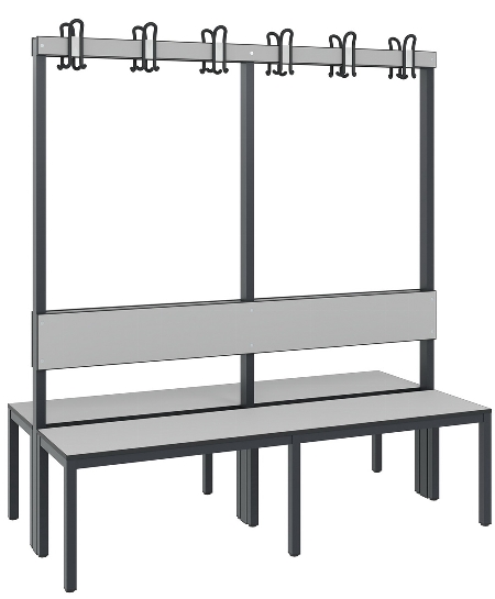 C+P Garderobenbank einseitig mit Rückenlehne COMFORT 8060-100 (BxTxH) 1000x407x1710mm Gestell: Schwarzgrau Lehne/Sitz: HPL Eiche-Sereno