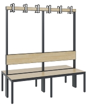 C+P Garderobenbank einseitig mit Rückenlehne COMFORT 8060-100 (BxTxH) 1000x407x1710mm Gestell: Schwarzgrau Lehne/Sitz: HPL Eiche-Sereno