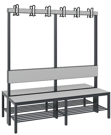 C+P Garderobenbank einseitig mit Rückenlehne COMFORT 8060-100 (BxTxH) 1000x407x1710mm Gestell: Schwarzgrau Lehne/Sitz: HPL Eiche-Sereno