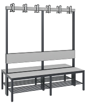 C+P Garderobenbank einseitig mit Rückenlehne COMFORT 8060-100 (BxTxH) 1000x407x1710mm Gestell: Schwarzgrau Lehne/Sitz: HPL Eiche-Sereno