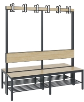 C+P Garderobenbank einseitig mit Rückenlehne COMFORT 8060-100 (BxTxH) 1000x407x1710mm Gestell: Schwarzgrau Lehne/Sitz: HPL Eiche-Sereno