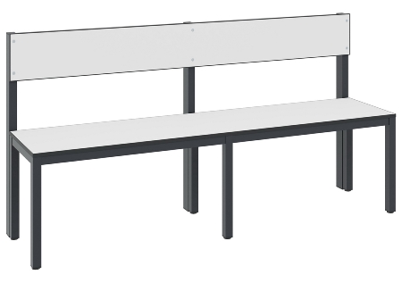 C+P Sitzbank einseitig mit Rückenlehne COMFORT 8061-310 (BxTxH) 1500x407x796mm Gestell/Schuhrost: Schwarzgrau Sitz/Lehne: HPL Weiß