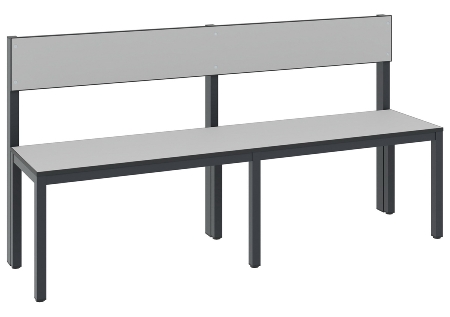 C+P Sitzbank einseitig mit Rückenlehne COMFORT 8061-310 (BxTxH) 1500x407x796mm Gestell/Schuhrost: Schwarzgrau Sitz/Lehne: HPL Weiß