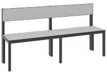 C+P Sitzbank einseitig mit Rückenlehne COMFORT 8061-310 (BxTxH) 1500x407x796mm Gestell/Schuhrost: Schwarzgrau Sitz/Lehne: HPL Weiß