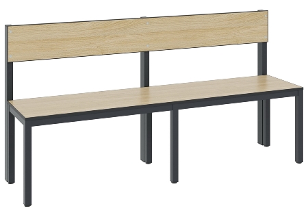 C+P Sitzbank einseitig mit Rückenlehne COMFORT 8061-310 (BxTxH) 1500x407x796mm Gestell/Schuhrost: Schwarzgrau Sitz/Lehne: HPL Weiß