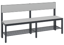 C+P Sitzbank einseitig mit Rückenlehne COMFORT 8061-310 (BxTxH) 1500x407x796mm Gestell/Schuhrost: Schwarzgrau Sitz/Lehne: HPL Weiß