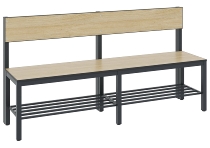 C+P Sitzbank einseitig mit Rückenlehne COMFORT 8061-310 (BxTxH) 1500x407x796mm Gestell/Schuhrost: Schwarzgrau Sitz/Lehne: HPL Weiß