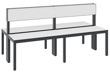 C+P Sitzbank einseitig mit Rückenlehne COMFORT 8061-310 (BxTxH) 1500x407x796mm Gestell/Schuhrost: Schwarzgrau Sitz/Lehne: HPL Weiß