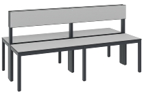 C+P Sitzbank doppelseitig mit Rückenlehne COMFORT 8061-400 (BxTxH) 1500x760x796mm Gestell: Schwarzgrau Sitz/Lehne: HPL Silbergrau