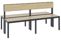 C+P Sitzbank einseitig mit Rückenlehne COMFORT 8061-310 (BxTxH) 1500x407x796mm Gestell/Schuhrost: Schwarzgrau Sitz/Lehne: HPL Weiß