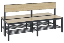 C+P Sitzbank einseitig mit Rückenlehne COMFORT 8061-310 (BxTxH) 1500x407x796mm Gestell/Schuhrost: Schwarzgrau Sitz/Lehne: HPL Weiß