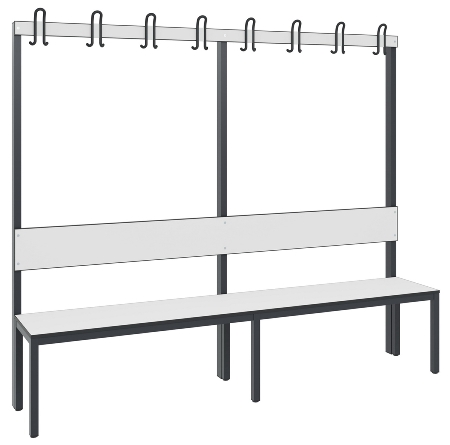 C+P Garderobenbank einseitig mit Rückenlehne COMFORT 8060-100 (BxTxH) 1000x407x1710mm Gestell: Schwarzgrau Lehne/Sitz: HPL Eiche-Sereno