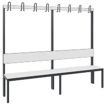 C+P Garderobenbank einseitig mit Rückenlehne COMFORT 8060-100 (BxTxH) 1000x407x1710mm Gestell: Schwarzgrau Lehne/Sitz: HPL Eiche-Sereno