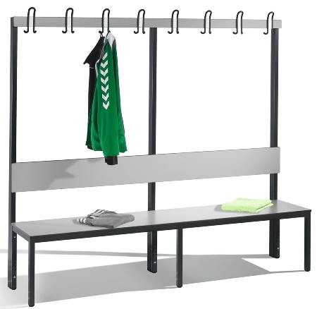 C+P Garderobenbank einseitig mit Rückenlehne COMFORT 8060-100 (BxTxH) 1000x407x1710mm Gestell: Schwarzgrau Lehne/Sitz: HPL Eiche-Sereno