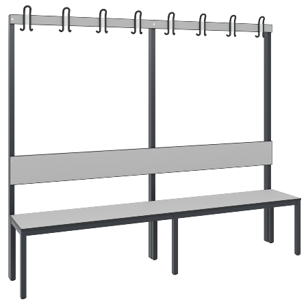 C+P Garderobenbank einseitig mit Rückenlehne COMFORT 8060-100 (BxTxH) 1000x407x1710mm Gestell: Schwarzgrau Lehne/Sitz: HPL Eiche-Sereno