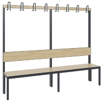 C+P Garderobenbank einseitig mit Rückenlehne COMFORT 8060-100 (BxTxH) 1000x407x1710mm Gestell: Schwarzgrau Lehne/Sitz: HPL Eiche-Sereno