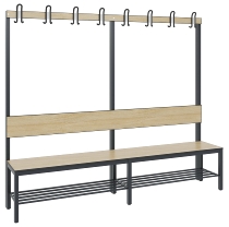 C+P Garderobenbank einseitig mit Rückenlehne COMFORT 8060-100 (BxTxH) 1000x407x1710mm Gestell: Schwarzgrau Lehne/Sitz: HPL Eiche-Sereno