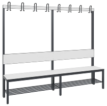 C+P Garderobenbank einseitig mit Rückenlehne COMFORT 8060-100 (BxTxH) 1000x407x1710mm Gestell: Schwarzgrau Lehne/Sitz: HPL Eiche-Sereno