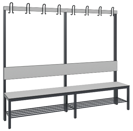 C+P Garderobenbank einseitig mit Rückenlehne COMFORT 8060-100 (BxTxH) 1000x407x1710mm Gestell: Schwarzgrau Lehne/Sitz: HPL Eiche-Sereno