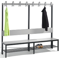 C+P Garderobenbank einseitig mit Rückenlehne COMFORT 8060-100 (BxTxH) 1000x407x1710mm Gestell: Schwarzgrau Lehne/Sitz: HPL Eiche-Sereno