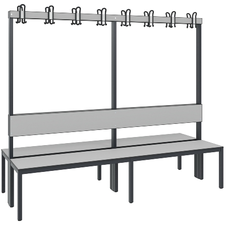C+P Garderobenbank einseitig mit Rückenlehne COMFORT 8060-100 (BxTxH) 1000x407x1710mm Gestell: Schwarzgrau Lehne/Sitz: HPL Eiche-Sereno