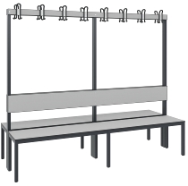 C+P Garderobenbank einseitig mit Rückenlehne COMFORT 8060-100 (BxTxH) 1000x407x1710mm Gestell: Schwarzgrau Lehne/Sitz: HPL Eiche-Sereno