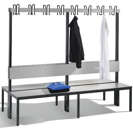 C+P Garderobenbank einseitig mit Rückenlehne COMFORT 8060-100 (BxTxH) 1000x407x1710mm Gestell: Schwarzgrau Lehne/Sitz: HPL Eiche-Sereno