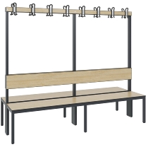 C+P Garderobenbank einseitig mit Rückenlehne COMFORT 8060-100 (BxTxH) 1000x407x1710mm Gestell: Schwarzgrau Lehne/Sitz: HPL Eiche-Sereno