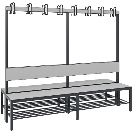 C+P Garderobenbank einseitig mit Rückenlehne COMFORT 8060-100 (BxTxH) 1000x407x1710mm Gestell: Schwarzgrau Lehne/Sitz: HPL Eiche-Sereno