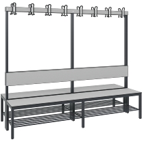 C+P Garderobenbank einseitig mit Rückenlehne COMFORT 8060-100 (BxTxH) 1000x407x1710mm Gestell: Schwarzgrau Lehne/Sitz: HPL Eiche-Sereno