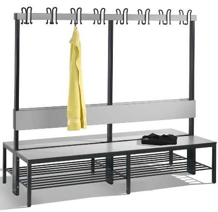 C+P Garderobenbank einseitig mit Rückenlehne COMFORT 8060-100 (BxTxH) 1000x407x1710mm Gestell: Schwarzgrau Lehne/Sitz: HPL Eiche-Sereno