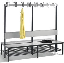 C+P Garderobenbank einseitig mit Rückenlehne COMFORT 8060-100 (BxTxH) 1000x407x1710mm Gestell: Schwarzgrau Lehne/Sitz: HPL Eiche-Sereno