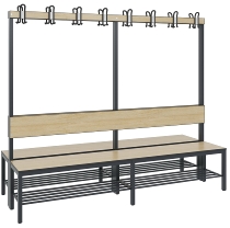 C+P Garderobenbank einseitig mit Rückenlehne COMFORT 8060-100 (BxTxH) 1000x407x1710mm Gestell: Schwarzgrau Lehne/Sitz: HPL Eiche-Sereno