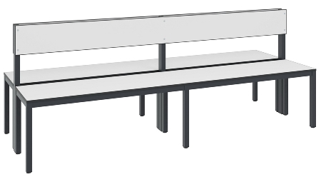 C+P Sitzbank einseitig mit Rückenlehne COMFORT 8061-310 (BxTxH) 1500x407x796mm Gestell/Schuhrost: Schwarzgrau Sitz/Lehne: HPL Weiß