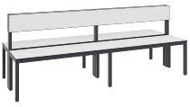 C+P Sitzbank doppelseitig mit Rückenlehne COMFORT 8062-400 (BxTxH) 1960x760x796mm Gestell: Schwarzgrau Sitz/Lehne: HPL Weiß
