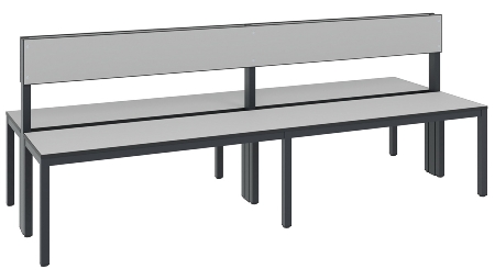 C+P Sitzbank einseitig mit Rückenlehne COMFORT 8061-310 (BxTxH) 1500x407x796mm Gestell/Schuhrost: Schwarzgrau Sitz/Lehne: HPL Weiß