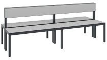 C+P Sitzbank einseitig mit Rückenlehne COMFORT 8061-310 (BxTxH) 1500x407x796mm Gestell/Schuhrost: Schwarzgrau Sitz/Lehne: HPL Weiß